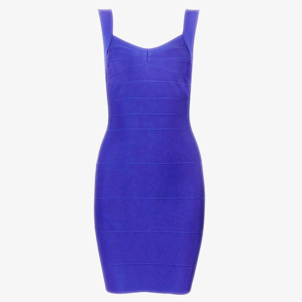 Blue Sleeveless Backless Bandage Dress